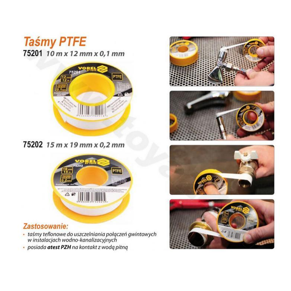 VOREL TAŚMA TEFLONOWA 15m*19mm*0,2mm... .