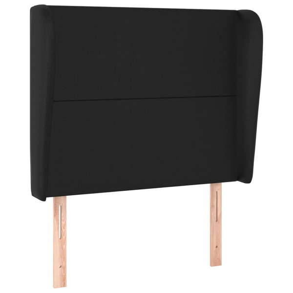 Tăblie de pat cu aripioare, negru, 93x23x118/128 cm, piele eco
