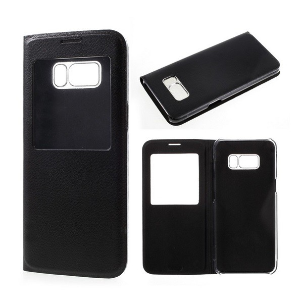 Tok álló, bőr hatású (FLIP, oldalra nyíló, hívókijelzés, View Window) FEKETE [Samsung Galaxy S8 Plus (SM-G955)] (5996457693153)