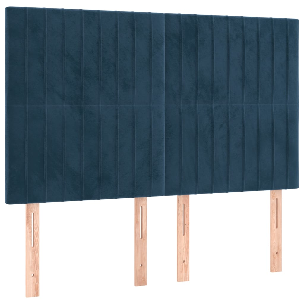 4 db sötétkék bársony fejtámla 72 x 5 x 78/88 cm (3116622)