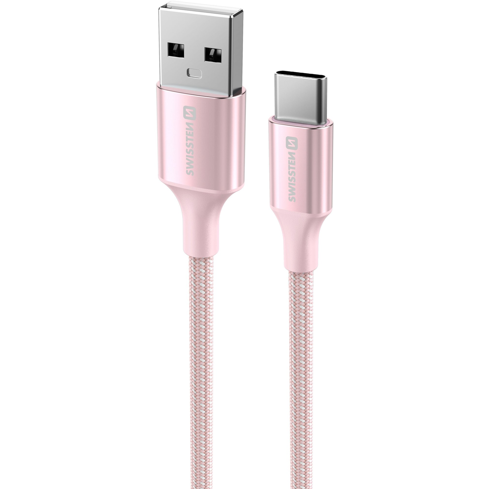 Swissten Textile II USB to USB-C 1,5m, rózsaszín (71521311)
