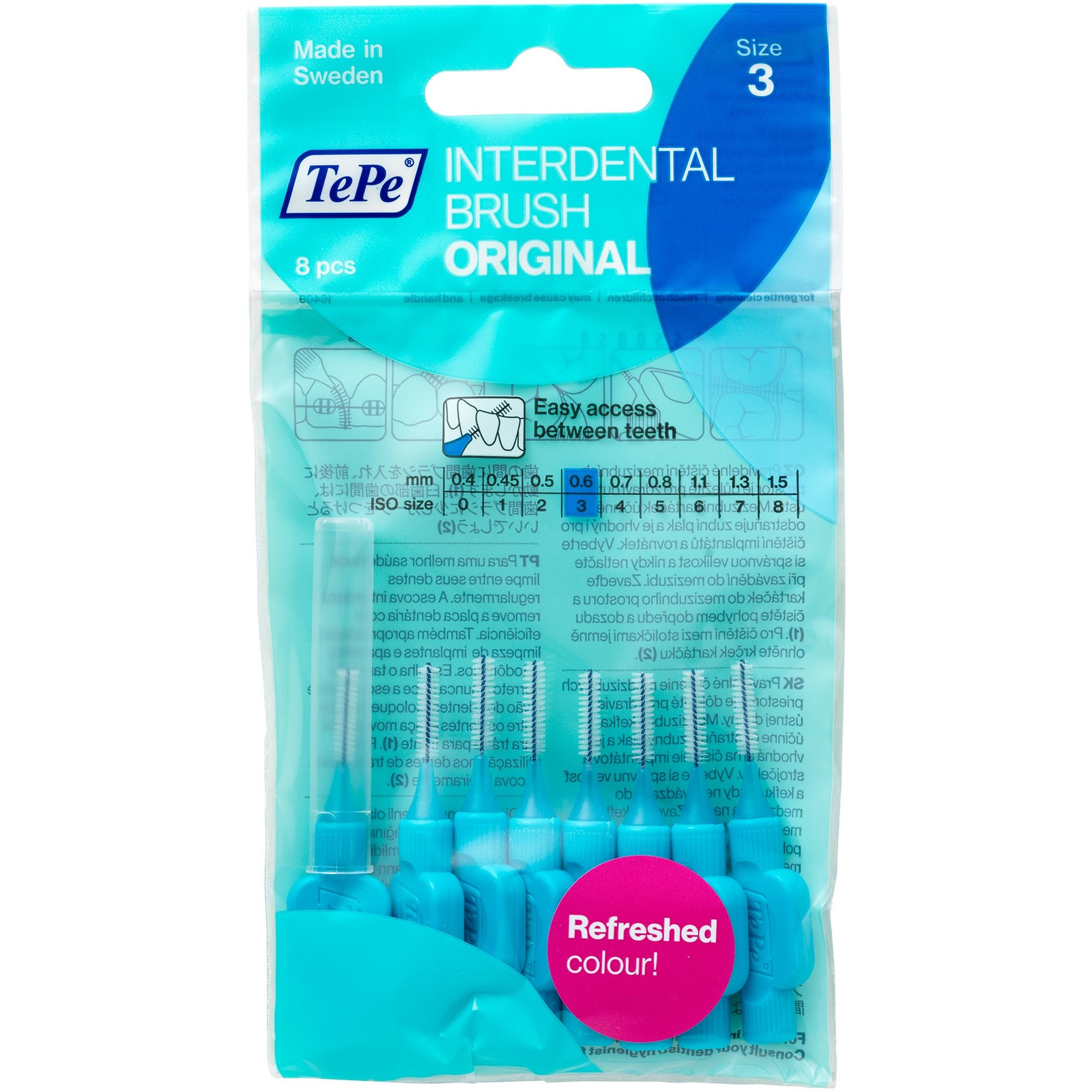 TEPE fogköztisztító kefék 0,6 mm Normal-kék 8 db (7317400002149)
