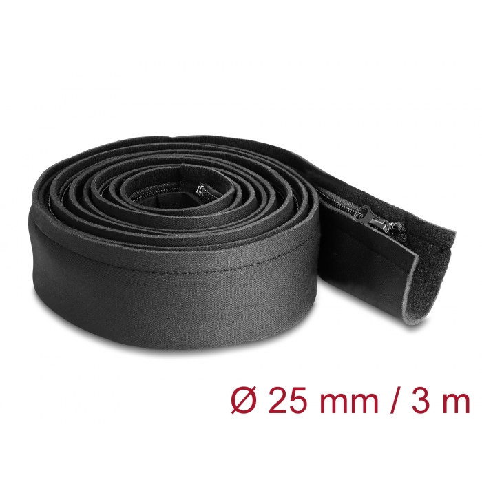 Delock Kábelbújtató neoprén hajlékony zipzárral 3 m x 100 mm fekete színű (20914) (20914)