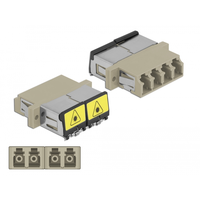 Delock LC optikai szálas csatlakozó Párosító lézervédő zárral / borítással Duplex anya - LC Quad any (86904) (86904)