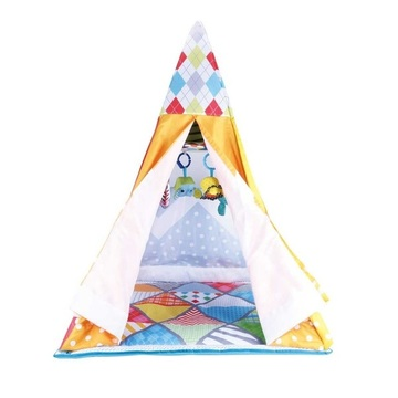 Masen Toys 3 ajtós játszósátor csörgővel, 110 cm - rombusz mintás (7150330) (7150330)