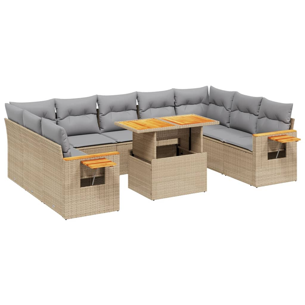 11 részes bézs polyrattan kerti ülőgarnitúra párnákkal (3273691)