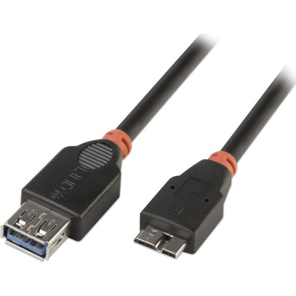 Lindy 31613 USB-kabel USB 3.2 Gen 1 (3.1 Gen 1) 0,5 m Micro-USB B USB A Sort