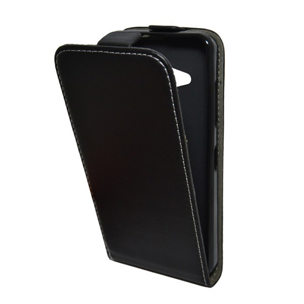 Tok álló, bőr hatású (FLIP, lefelé nyíló, szilikon tartó) FEKETE [Microsoft Lumia 550] (5996457600304)