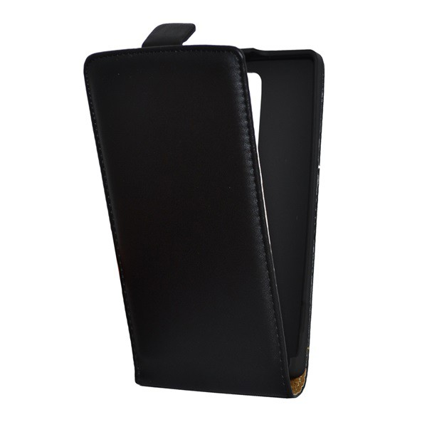 Tok álló, bőr hatású (FLIP, lefelé nyíló, szilikon tartó) FEKETE [LG G4c (H525n)] (5996457555338)