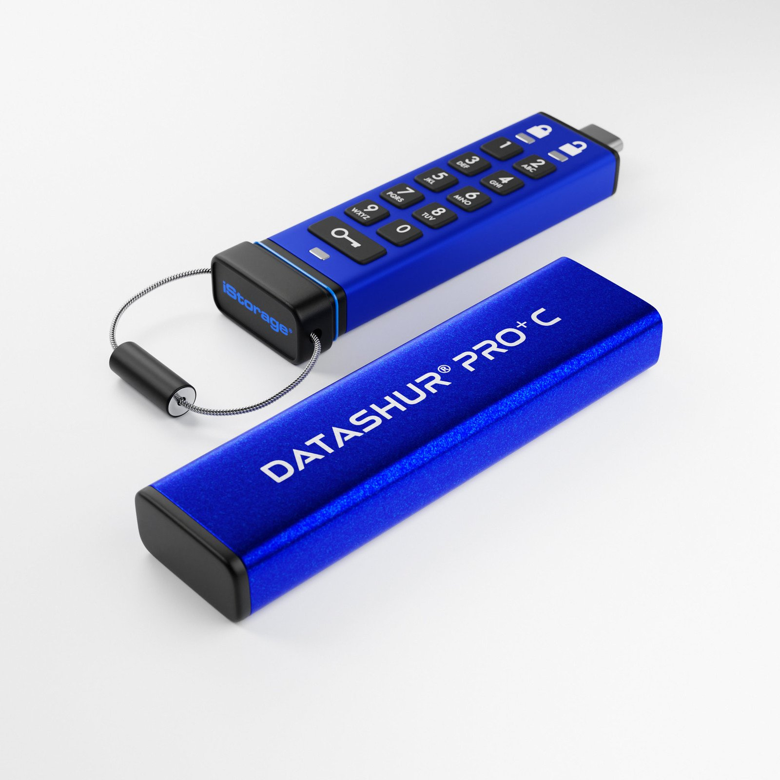 iStorage datAshur PRO+C USB flash meghajtó 128 GB USB C-típus 3.2 Gen 1 (3.1 Gen 1) Kék (IS-FL-DA3C-256-128)