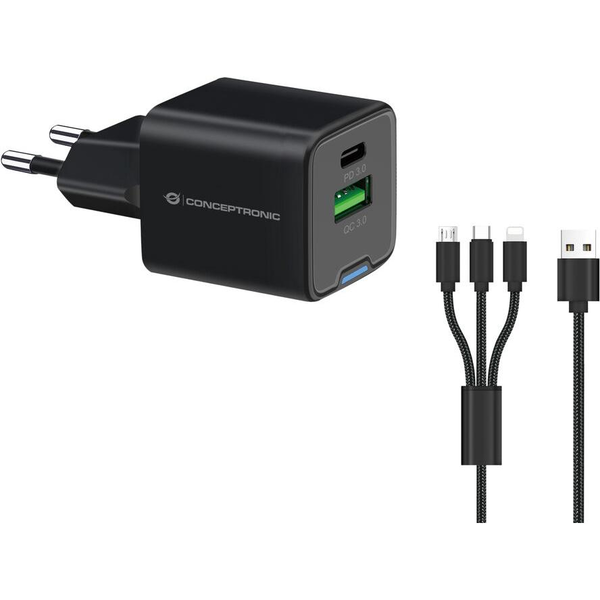 Conceptronic ALTHEA16B încărcătoare pentru dispozitive mobile Universală Negru AC Încărcare rapidă De interior
