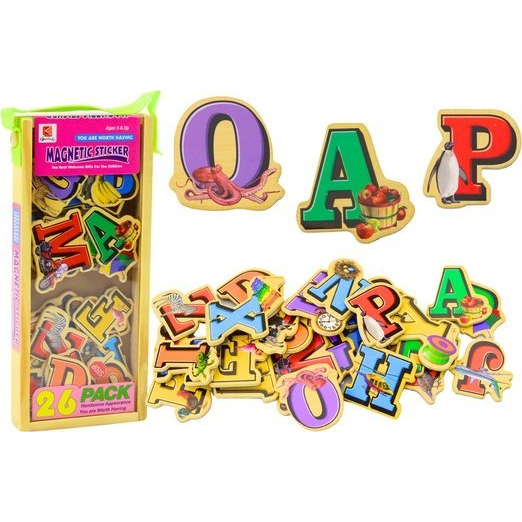 Lean Toys Fából Készült Betűk Képei, Mágnesek, 26 Darab