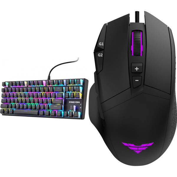 PREYON Blue Blitz Claw Keyboard (PBBC87B) + Preyon Falcon Gaming Mouse (PFG27B)