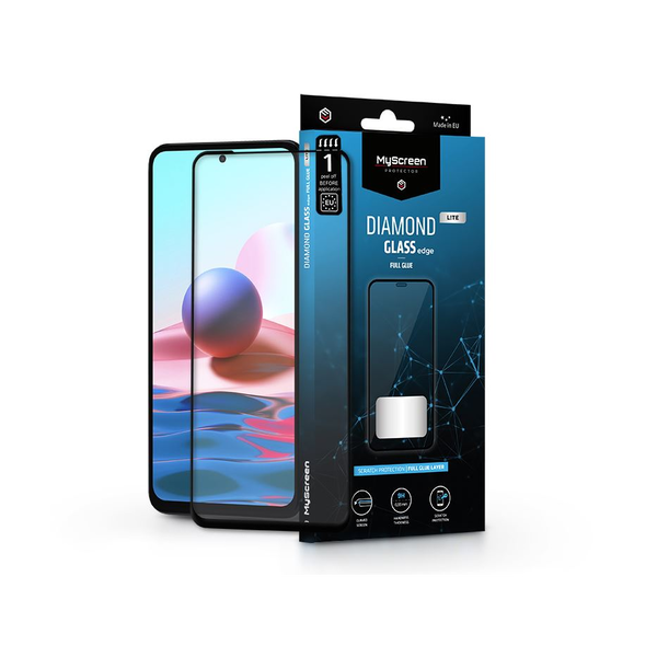 Стъклен протектор от закалено стъкло Xiaomi Redmi Note 10/Note 10S - MyScreen 2.5D Full Glue - черен