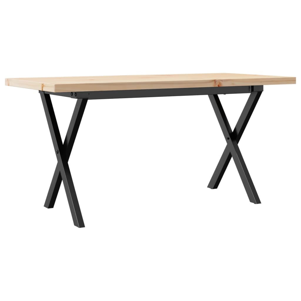 tömör fenyőfa és öntöttvas X-vázú dohányzóasztal 100x50x45,5 cm (3282754)