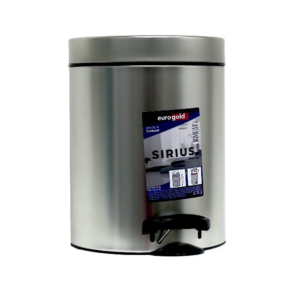 Eurogold Sirius 5 literes pedálos műanyag szemetes - Ezüst (801205 SILVER)