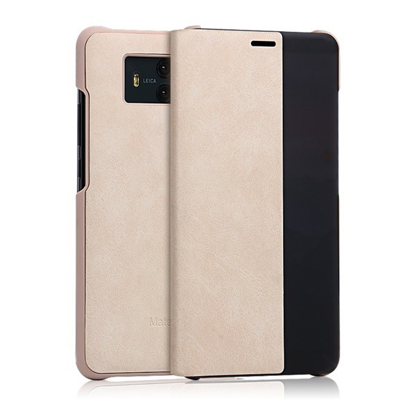 Tok álló, bőr hatású (aktív FLIP, oldalra nyíló, Smart View Cover) ARANY [Huawei Mate 10] (5996457739615)