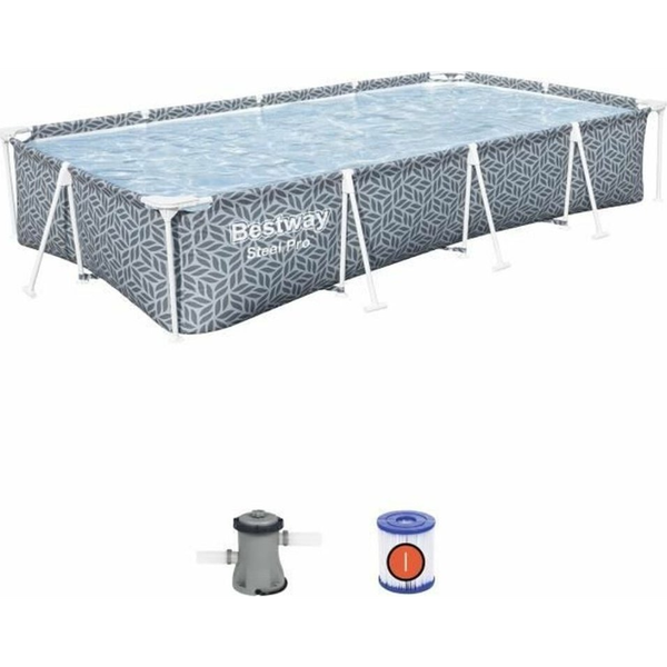 Bestway vázas medence négyszögletes Steel Pro 366x201x66 cm 4000 l