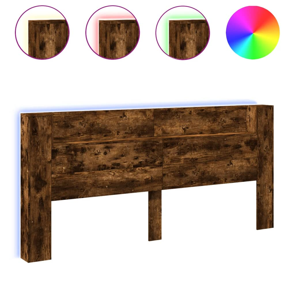 füstös tölgy színű áthidalószekrény LED-ekkel 220x16,5x103,5 cm (839277)