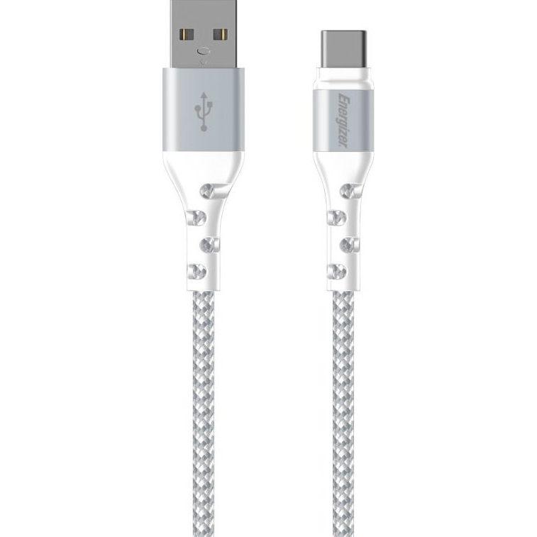 Energizer töltőkábel USB-C 2M fehér textil borítás (C520CKWH)