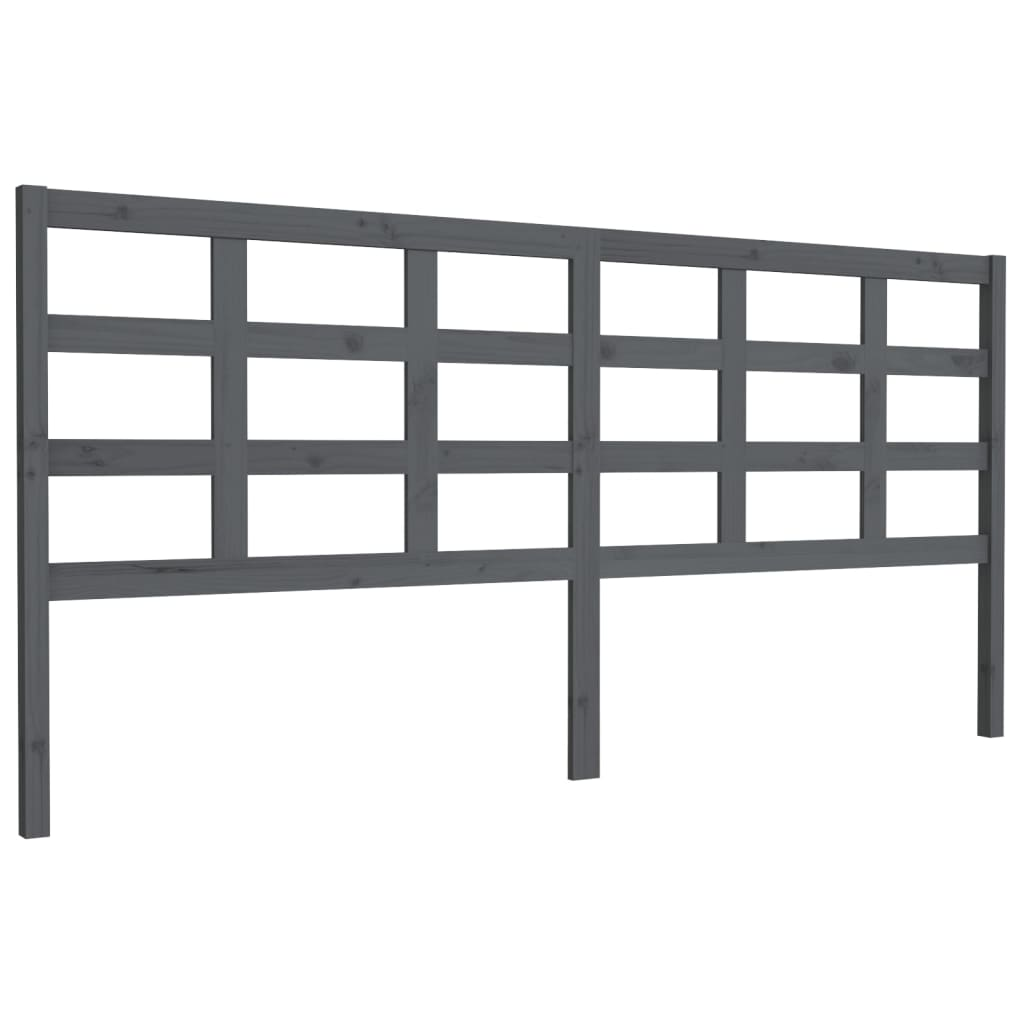 szürke tömör fenyőfa ágyfejtámla 205,5 x 4 x 100 cm (817912)