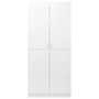 magasfényű fehér forgácslap ruhásszekrény 80 x 52 x 180 cm