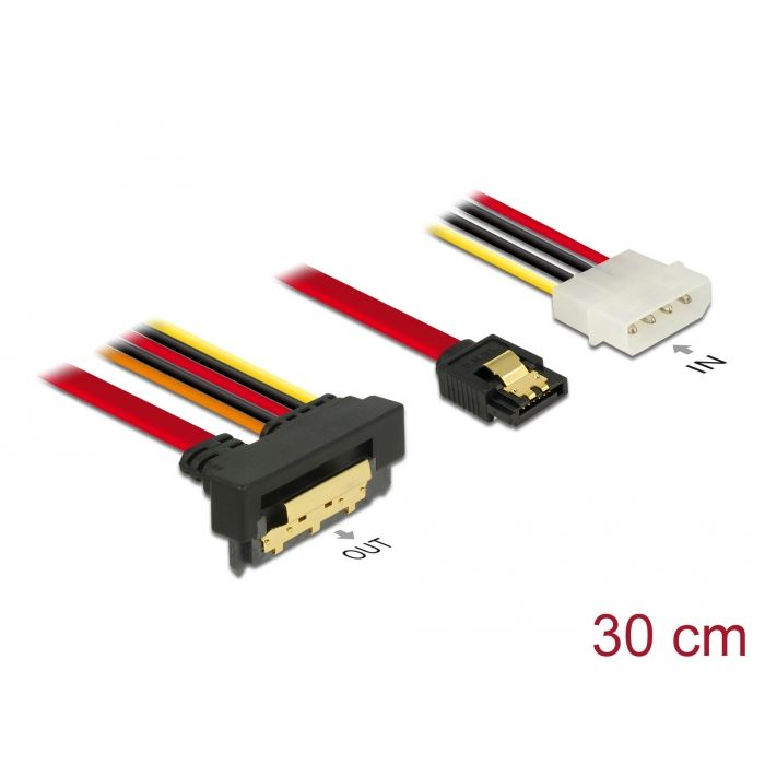 Delock SATA-kábel 6 Gb/s, 7 tűs csatlakozó + 4 tűs Molex-csatlakozó > 22 tűs SATA-csatlakozó (85231) (de85231)