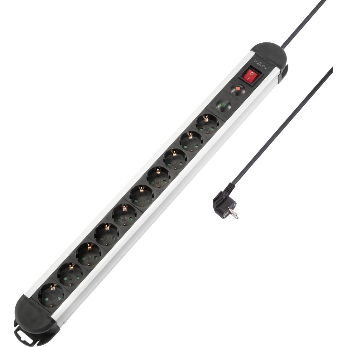 Sygonix SY-4755860 Túlfeszültség ellen védő elosztó Ezüst, Fekete Védőérintkezős 1,5m (SY-4755860)