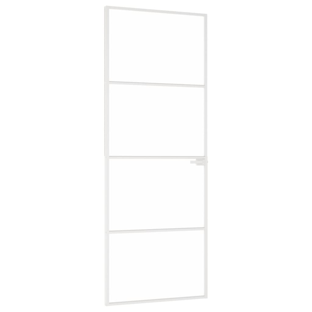 fehér edzett üveg és alumínium vékony beltéri ajtó 76x201,5 cm (153666)