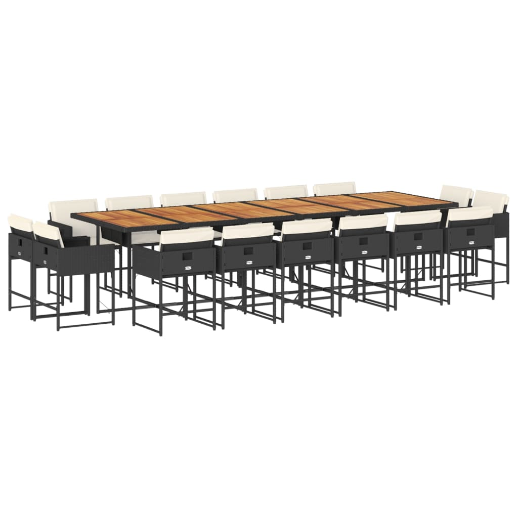 17 részes fekete polyrattan kerti étkezőgarnitúra párnákkal (3278198)
