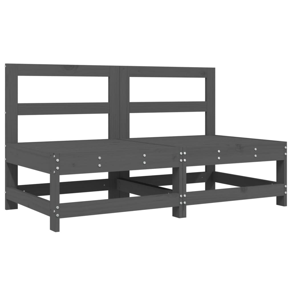 2 db szürke tömör fenyőfa kerti középső kanapé (825515)