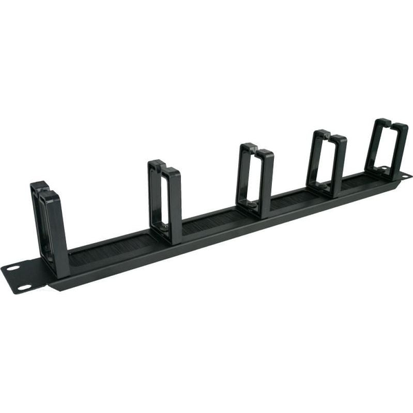 Alantec Organizator kabli 1U 19" z przepustem szczotkowym, 5 plastikowych uchwytów, czarny