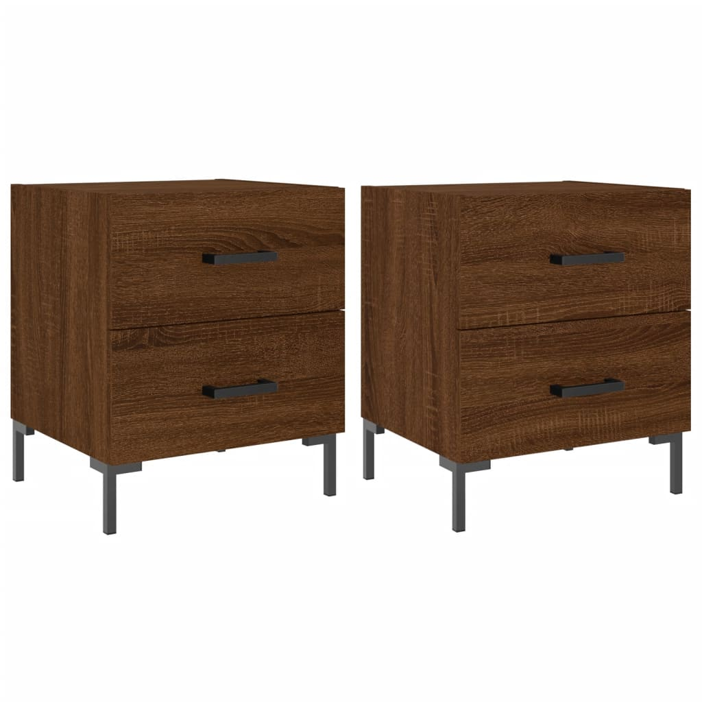 2 db barna tölgyszínű szerelt fa éjjeliszekrény 40x35x47,5 cm (827323)