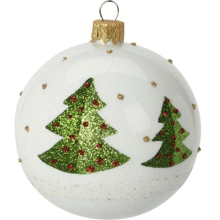 H&L Christmas ornament ball 8 cm, green tree with red (A856-0B-00)