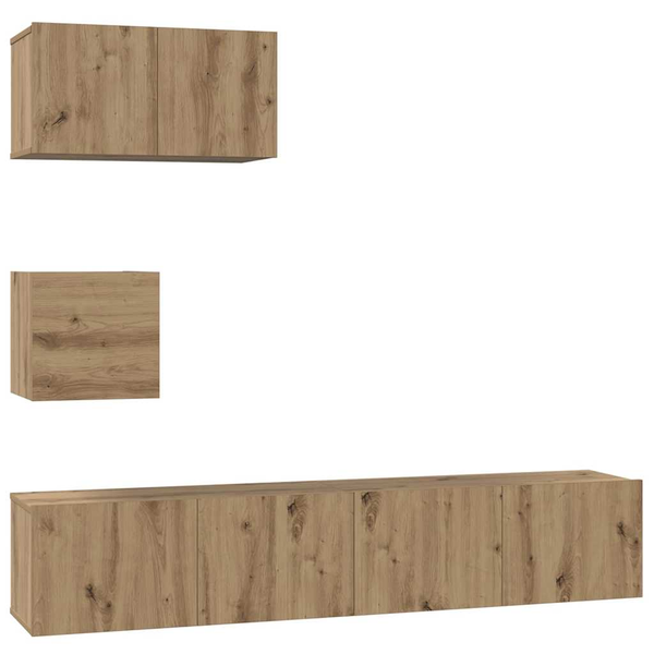 Set comodă TV cu raft Pe perete cu depozitare cu ușă 4 pcs stejar artizanal
