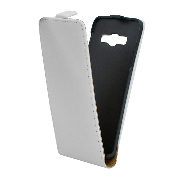 Tok álló, bőr hatású (FLIP, lefelé nyíló) FEHÉR [Samsung Galaxy A3 (2015) SM-A300F]