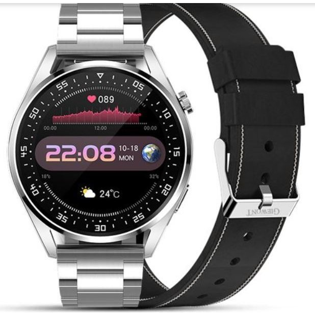 Giewont GW450-5 Okosóra Ezüst Fekete Bőrszíj 1.28" IP67 (GW450-5)