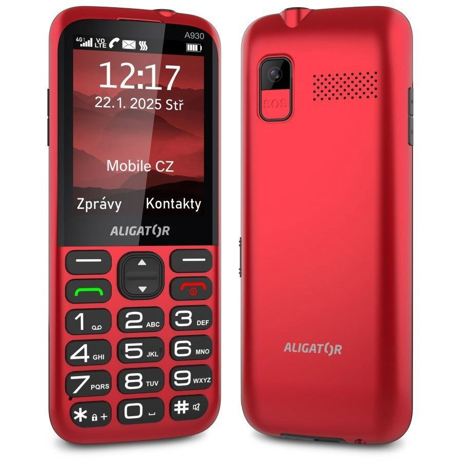 Aligator A930 GPS 4G 4G Senior, piros + töltőállvány (A930R)