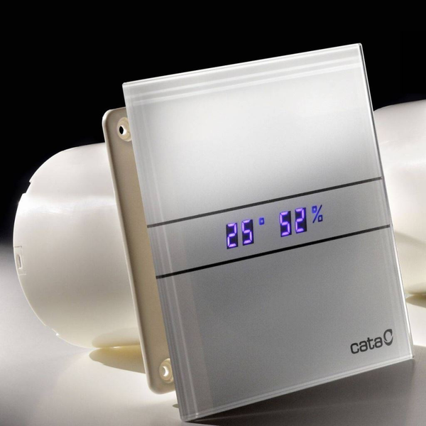 Koupelnový ventilátor CATA E150GTH bílý sklo LED senzor vlhkosti časovač
