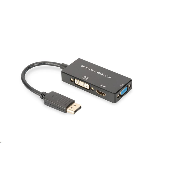 Adaptér Digitus AK-340418-002-S DisplayPort - VGA/DVI/HDMI černý 0,2 m