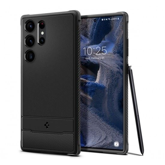 Spigen Rugged Armor Samsung Galaxy S23 Ultra tok matt fekete (ACS05613) (ACS05613)