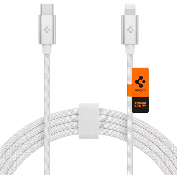 Cablu pentru incarcare si transfer de date Spigen ArcWire PB2200, USB Type-C/Lightning, MFI, 2m, Alb