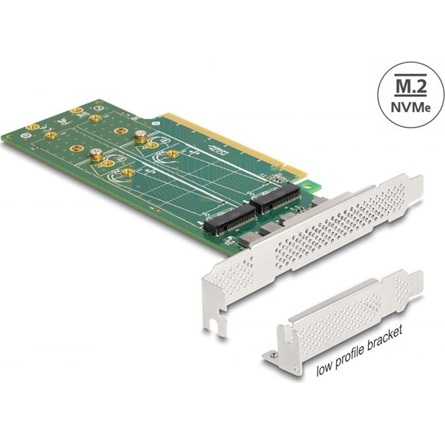 Delock PCI Express 4.0 x16 Kártya 4 Belső NVMe M.2 Key M 110 mm Elágazás Alacsony Profilú Formatényező