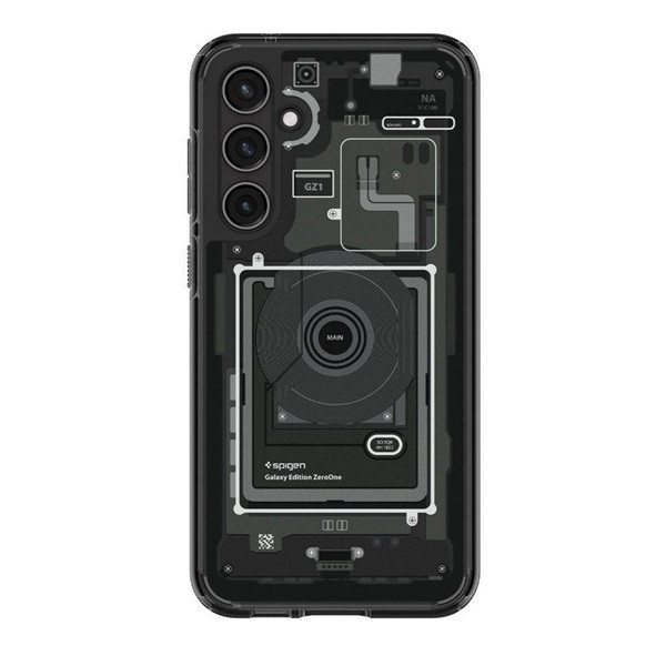 Samsung Galaxy S23 FE SM-S711, Műanyag hátlap védőtok + szilikon keret, Telefon belső minta, Spigen Ultra Hybrid Zero One, átlátszó/füst (RS151130)