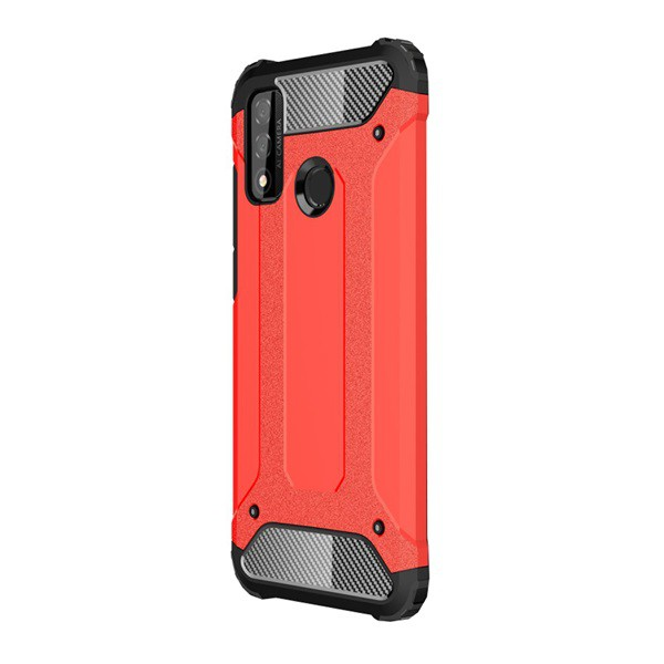 Defender műanyag telefonvédő (közepesen ütésálló, légpárnás sarok, szilikon belső, fémhatás) PIROS [Huawei P Smart (2020)] (5996457989539)