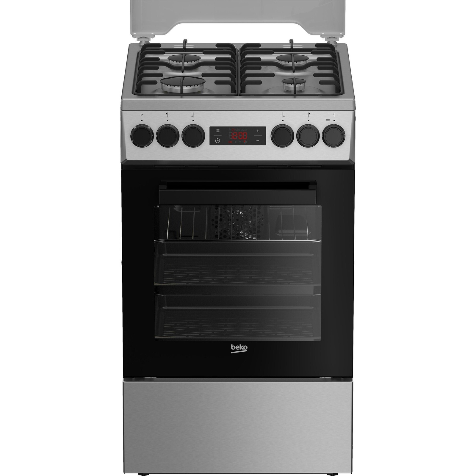 Kombinovaný sporák (plyn/elektrina) Beko FSMT52320DXON, 55L, Gril, 3D