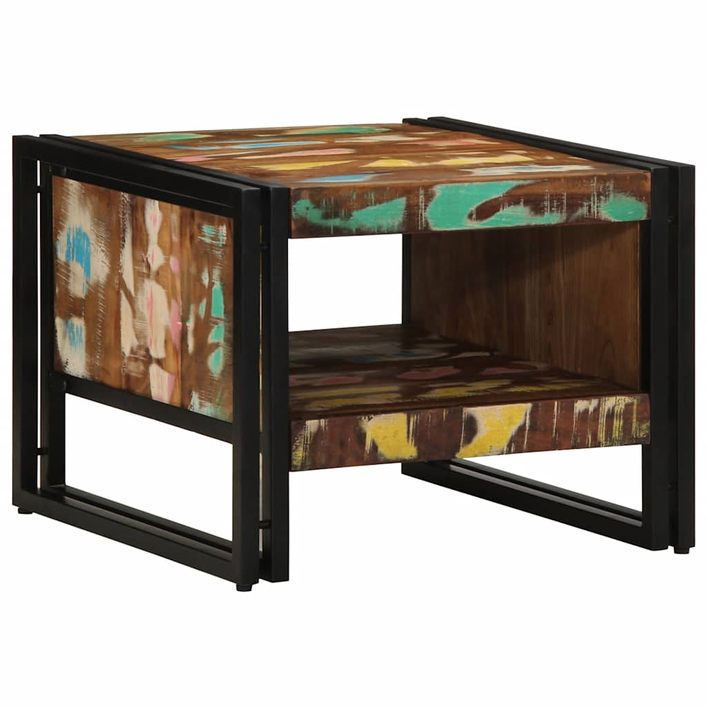 többszínű tömör újrahasznosított fa dohányzóasztal 50x50x38 cm (4102714)