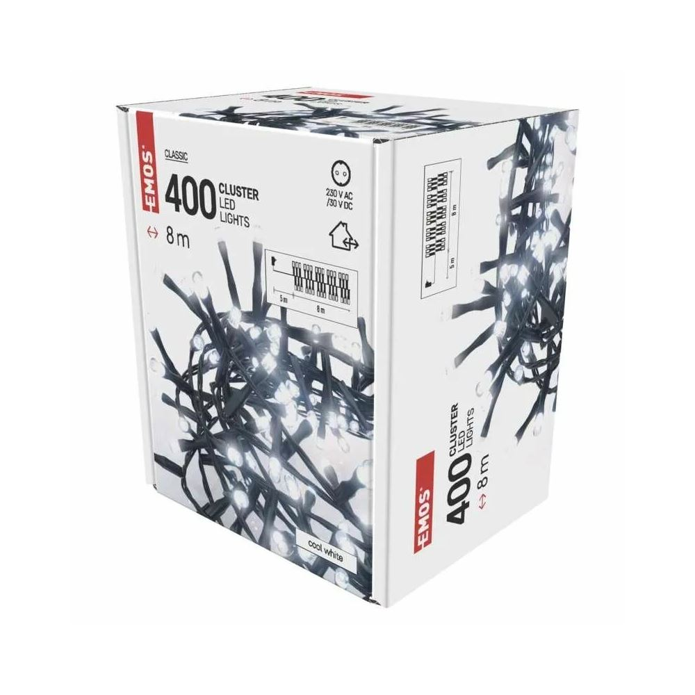 EMOS LED karácsonyi fényfüzér süni forma 8m IP44 időzítős hidegfehér (D4BC02) (D4BC02)