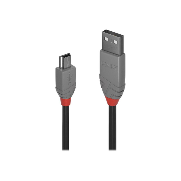 Lindy 36724 USB-kabel USB 2.0 3 m USB A Mini-USB B Zwart