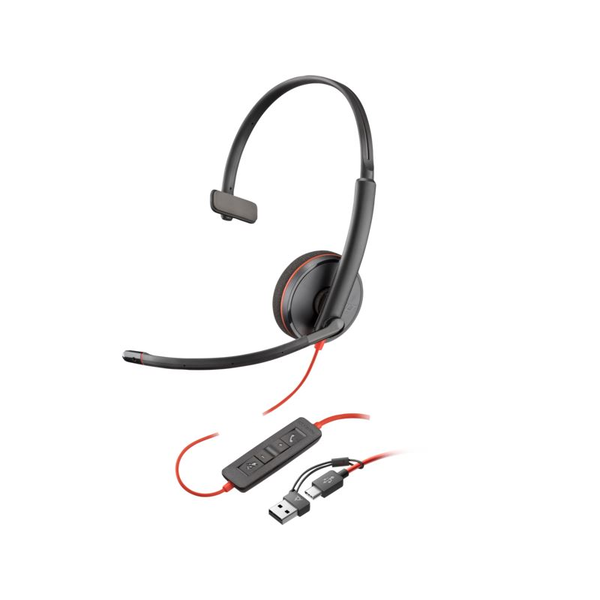 Poly Plantronics Blackwire 3210 Monaural USB-C Headset fekete (8X214A6)
